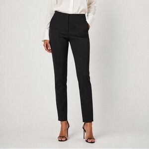 Theory HW Tennyson Slim Pant Women's 12 Black Tech Knit Split Hem Office Chic